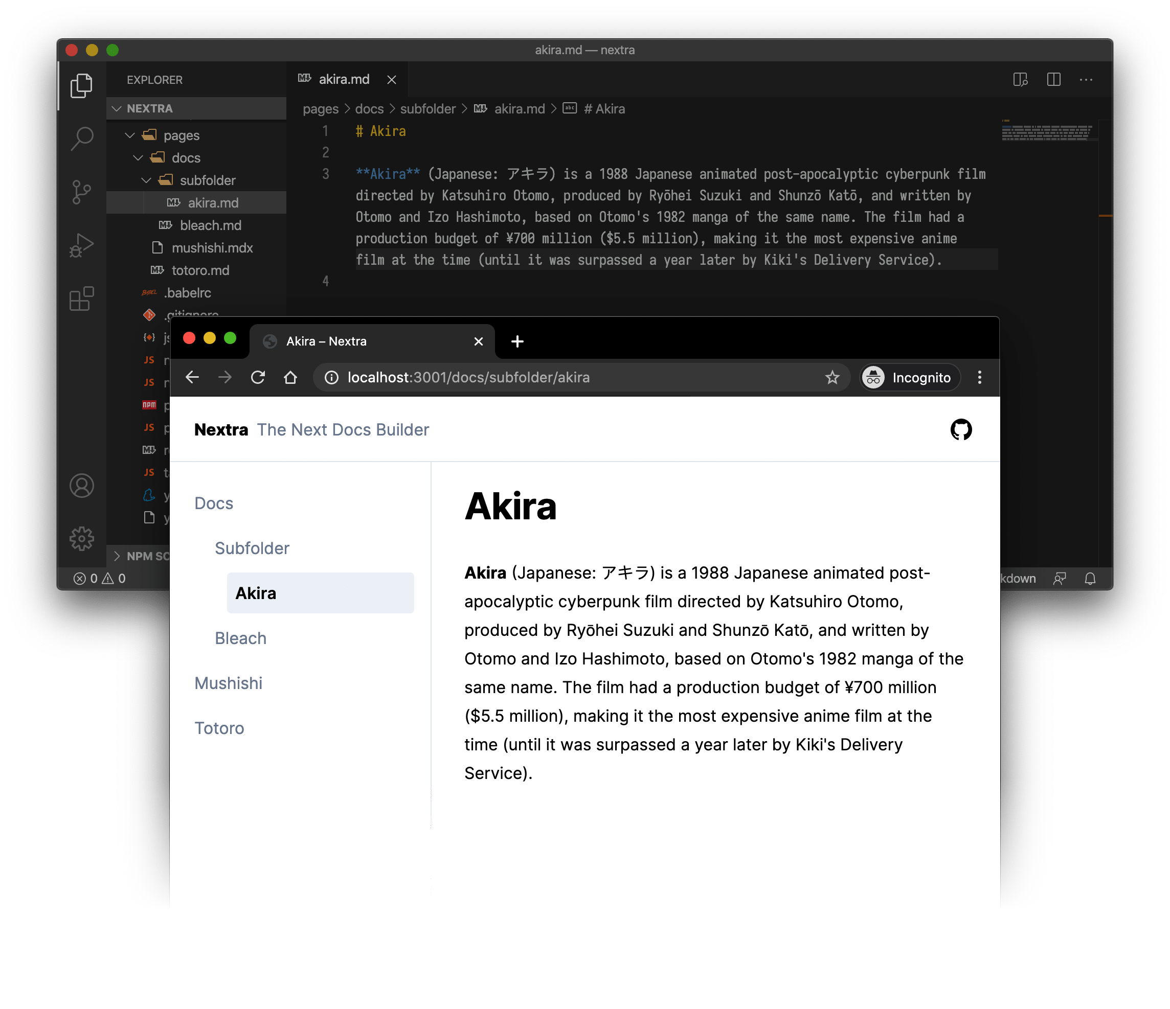 Nextra Documentation Interface
